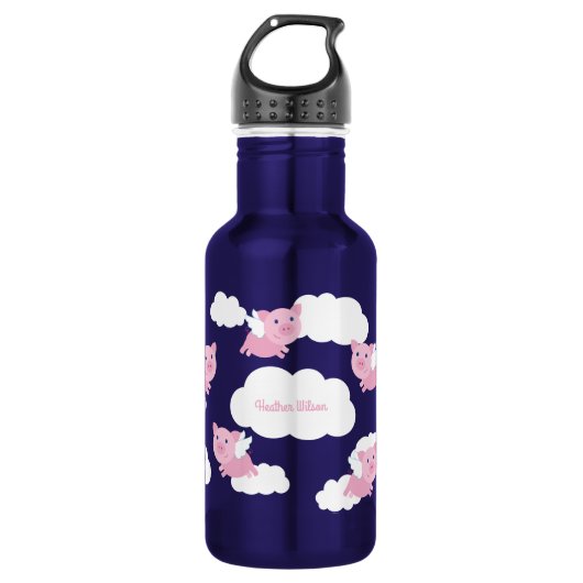 Bouteille d'eau pour les enfants mignonne avec nom (Devant)