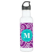 Bouteille d'eau pourpre de monogramme de remous de (Devant)