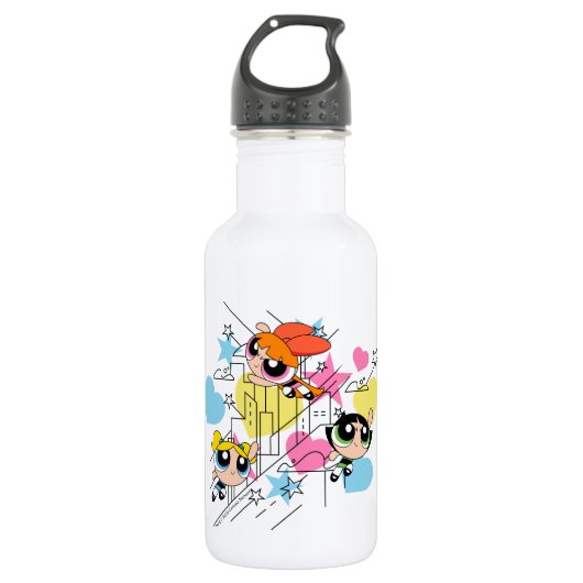 Bouteille D'eau Powerpuff Girls Townsville Pattern (Devant)