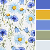 Bouteille D'eau Prairie de fleurs sauvages bleues