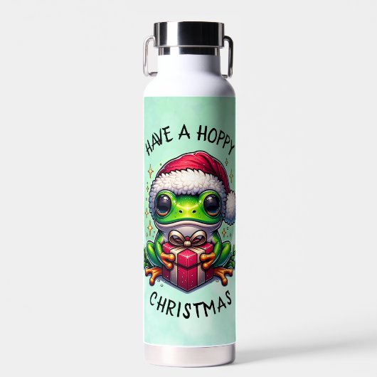 Bouteille D'eau Prenez un Noël Hoppy | Pun de grenouille (Avant)