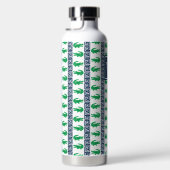 Bouteille D'eau Preppy Alligator Greek Key Stripe – Green & Navy   (Droite)