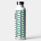 Bouteille D'eau Preppy Alligator Greek Key Stripe – Green & Navy   (Droite)