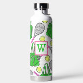 Bouteille D'eau Préppy Green Pink Tennis Racquet Balls Initiale (Droite)