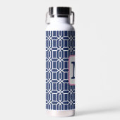 Bouteille D'eau Preppy Navy White Octagon Monogram Café (Avant)