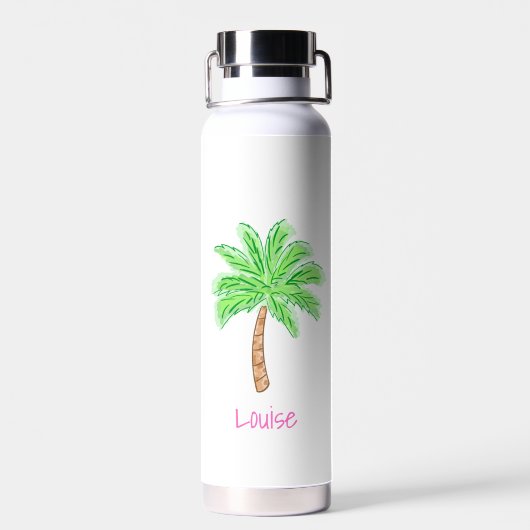 Bouteille D'eau Preppy Palm Tree Personalized  (Arrière)