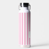 Bouteille D'eau Preppy Pink Stripes & Bow Nom personnalisé (Avant)