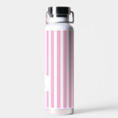 Bouteille D'eau Preppy Pink Stripes & Bow Nom personnalisé (Arrière)