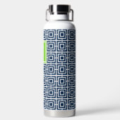 Bouteille D'eau Preppy Square Lattice Monogram – Navy & Lime (Plage)