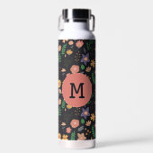 Bouteille D'eau Pretty Modern Dark Floral Pattern Monogram (Avant)