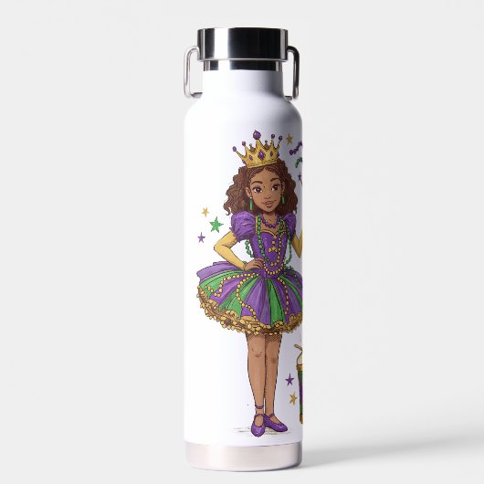 Bouteille D'eau Princesse de Perles - Mardi Gras (Avant)