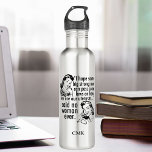 Bouteille D'eau Pro Choice Caricature politique drôle Personnalité<br><div class="desc">Une amusante bouteille d'eau féministe citant des femmes vintages mignonnes aux coiffures rétro : j'espère que certains grands hommes forts peuvent adopter des lois sur la façon d'utiliser nos utérus... n'a jamais dit aucune femme. Les droits des femmes sont exposés dans un dessin politique d'humour pro-choix pour les personnes qui...</div>
