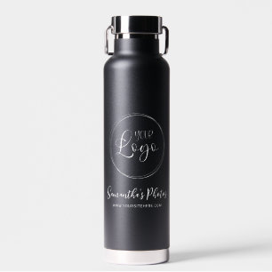 Bouteille D'eau Promo minimaliste de logo d'entreprise noir et bla