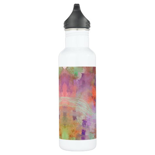 Bouteille D'eau Psychédélique abstrait menthe vert orange violet (Droite)