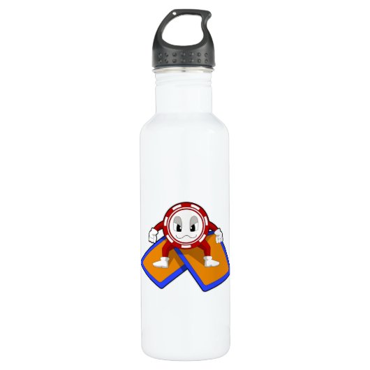 Bouteille D'eau Puces de poker avec cartes de poker (Devant)