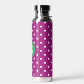 Bouteille D'eau Purple Polka Dot Pattern Green Monogram (Gauche)