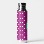Bouteille D'eau Purple Polka Dot Pattern Green Monogram (Plage)