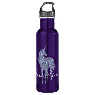 Bouteille D'eau Purple Unicorn Parties scintillant personnalisée