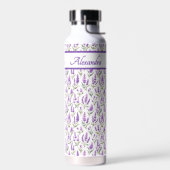 Bouteille D'eau Purple Wildflower Watercolor Monogram Name (Gauche)