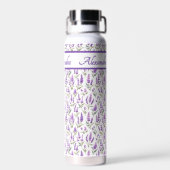 Bouteille D'eau Purple Wildflower Watercolor Monogram Name (Arrière)