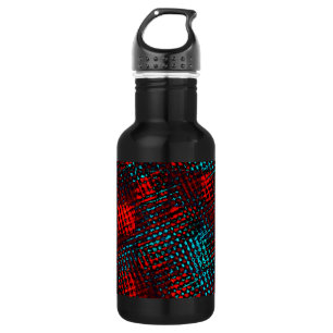 Bouteille D'eau Quadriculados riscados em azul claro e vermelho.