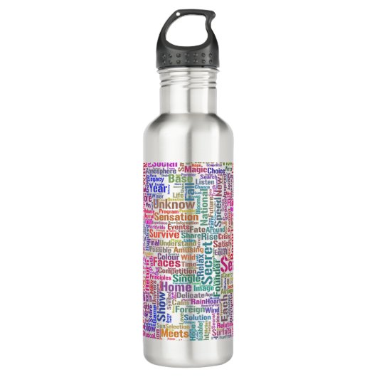 Bouteille D'eau Question Apprendre Nuage MotssTexte Motif Message (Devant)