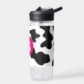 Bouteille D'eau Quirky Cow Patch Pattern Pink Monogram (Gauche)