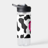 Bouteille D'eau Quirky Cow Patch Pattern Pink Monogram (Droite)