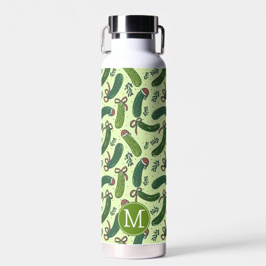Bouteille D'eau Quirky Festive Pickles de Noël Motif (Avant)