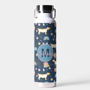 Bouteille D'eau Quirky mignon Chien Rainbow Motif bleu Personnalis