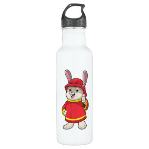 Bouteille D'eau Rabbit comme pompier avec casque