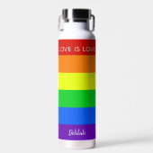 Bouteille D'eau Rainbow Love is Love Gay pride Personnalisé (Avant)