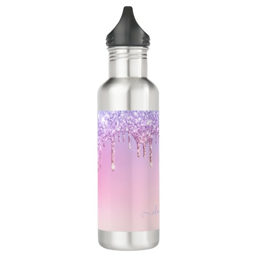 Bouteille D'eau Rainbow parties scintillant scintillement script g (Gauche)