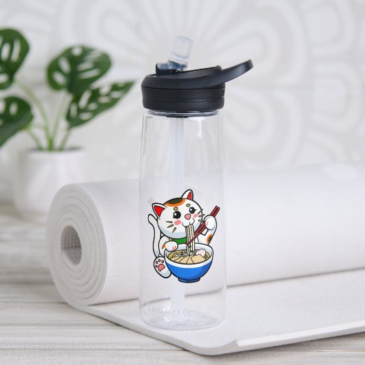 Bouteille D'eau Ramen Chat Chinois (Yoga (pivotée))
