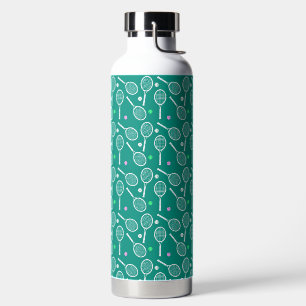 Bouteille D'eau Raquette de tennis blanc et Motif de balle vert