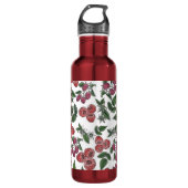 Bouteille D'eau Raspberry Fruit Leaves Illustration Pattern (Devant)