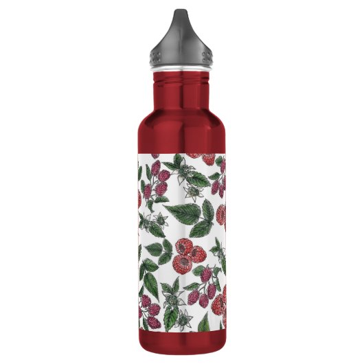 Bouteille D'eau Raspberry Fruit Leaves Illustration Pattern (Gauche)
