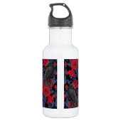 Bouteille D'eau Ravages et roses avec des feuilles bleu foncé (Dos)