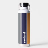 Bouteille d'eau rayée bleu-jaune personnalisée (Arrière)