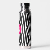 Bouteille D'eau Rayures Classiques de Zèbre Monogramme Rose Clair (Gauche)