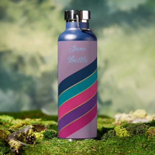 Bouteille D'eau Rayures Diagonales Élégantes - Eau Personnalisée a