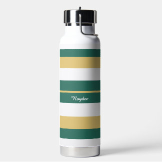 Bouteille D'eau Rayures rythmiques vert or blanc