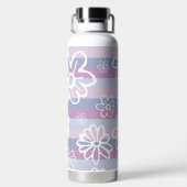 Bouteille D'eau Rayures violettes avec fleurs (Plage)