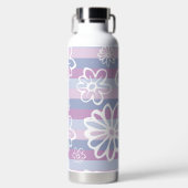Bouteille D'eau Rayures violettes avec fleurs (Avant)