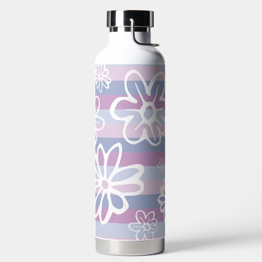 Bouteille D'eau Rayures violettes avec fleurs (Droite)