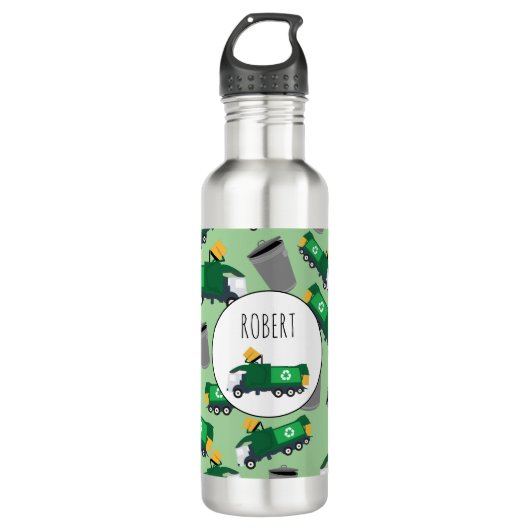 Bouteille D'eau Recyclage des déchets Camion Motif Nom des garçons (Devant)