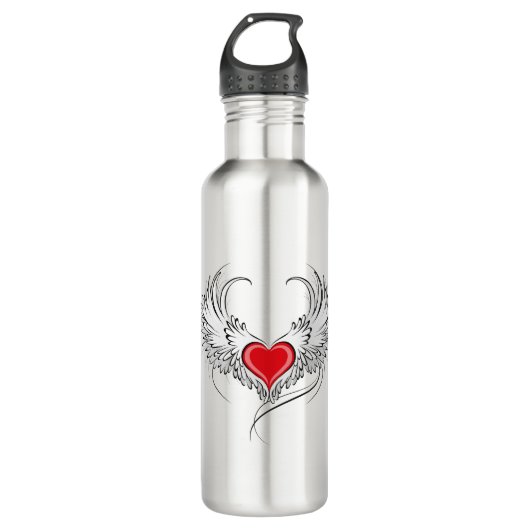 Bouteille D'eau Red Angel Coeur avec ailes (Devant)