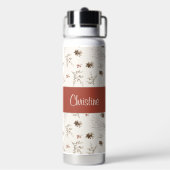 Bouteille D'eau Red Cream Boho Watercolor Woodland Custom Name (Arrière)