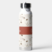 Bouteille D'eau Red Cream Boho Watercolor Woodland Custom Name (Gym)