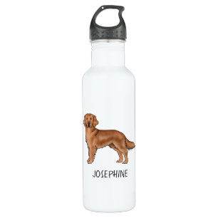 Bouteille D'eau Red Golden Retriever mignon chien avec nom personn